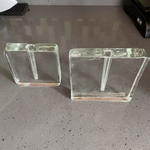 2 glass minimalist square clear bud vase